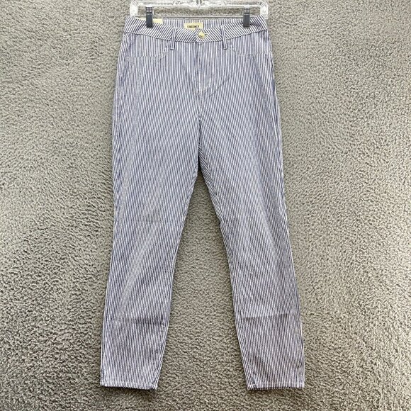 L’agence Pants Womens 26 Blue Cotton Blend Striped High Rise Paris‎ New - Picture 1 of 9